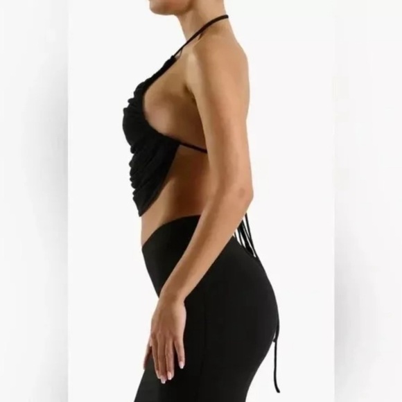 NAKED WARDROBE Black Crop Halter Top Size Medium - Picture 2 of 3